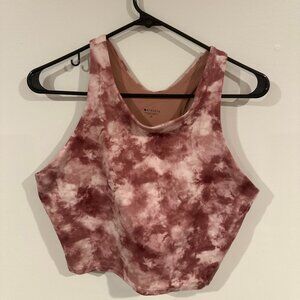 Athleta Purpose Crop Sports Bra D-DD in Tie Die Pink